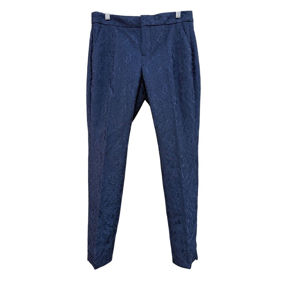 Banana Republic Navy Floral Lace Slim Fit Pants Size 0